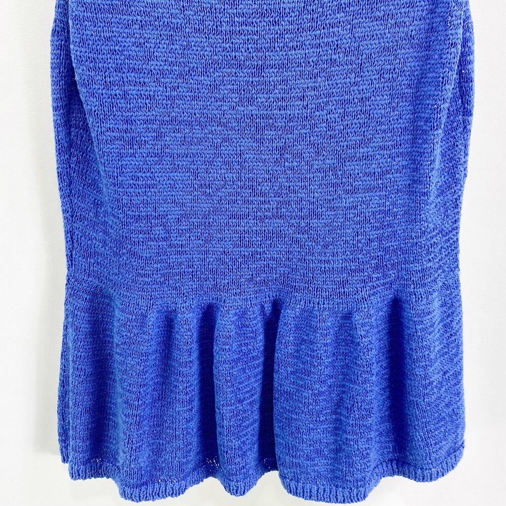 WD-NY Blue Round Neck Peplum Sleeveless Blouse - Picture 7 of 9